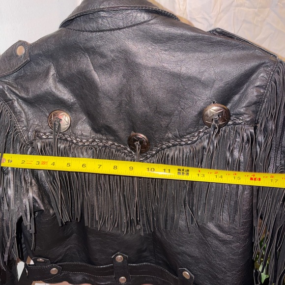Black Fringe Leather Jacket - Picture 7 of 7